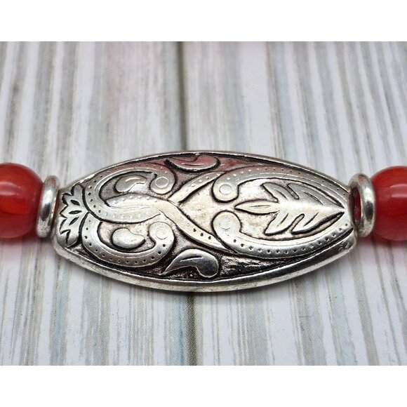 NWOT Cute Faux Stone Bead and Silver Tone Charm & Chain Boot Bracelet Accessory - Picture 6 of 6